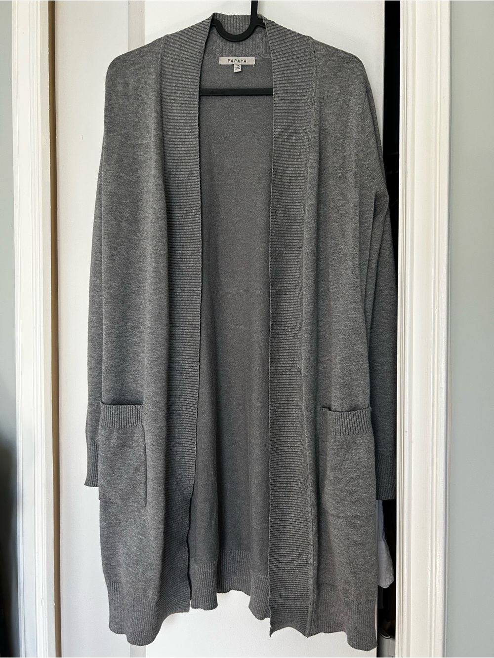 Papaya Heather Gray Open-Front Long Cardigan